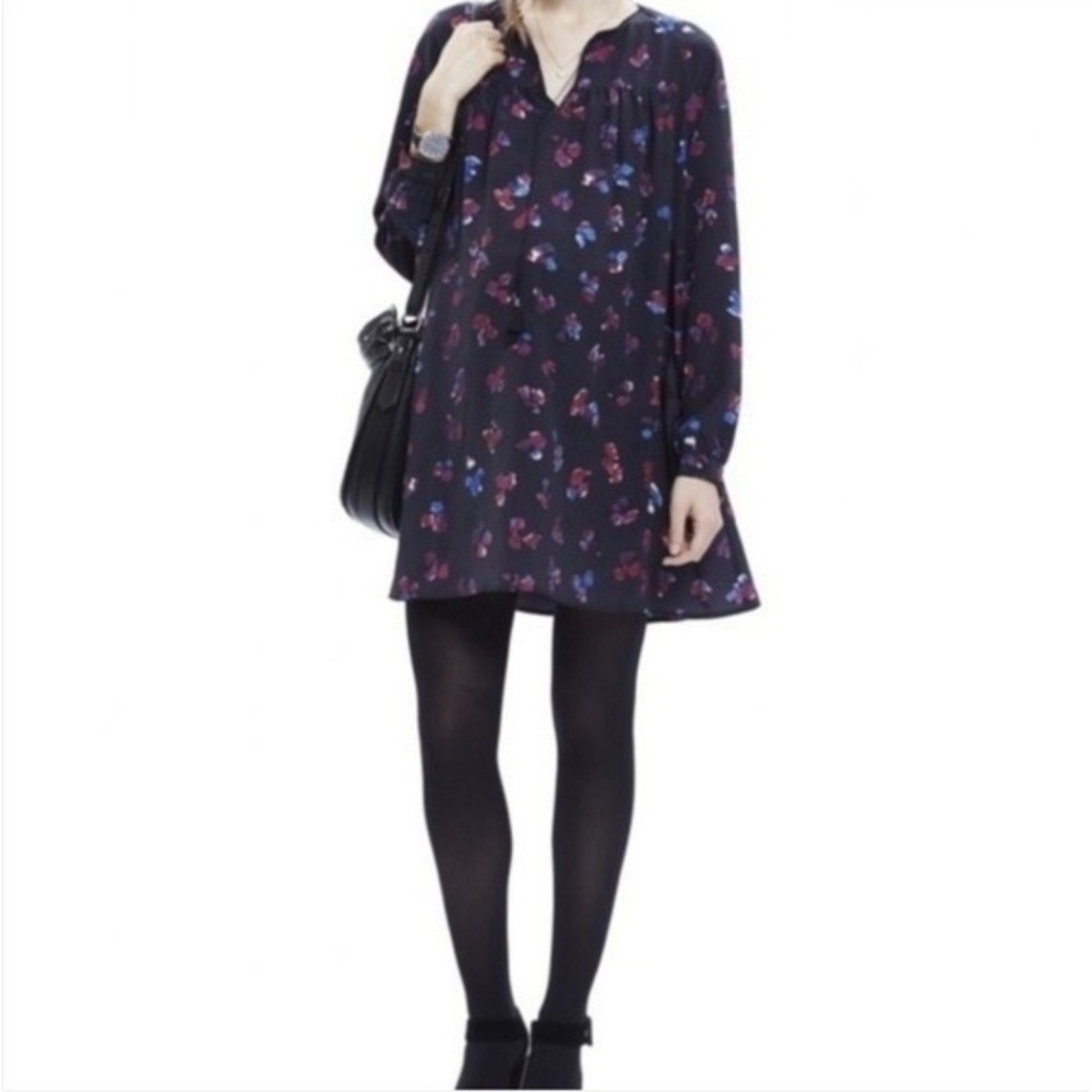 Hatch Floral Tunic Dress Womens S Black Tassels Boho Chic Romantic Comfort